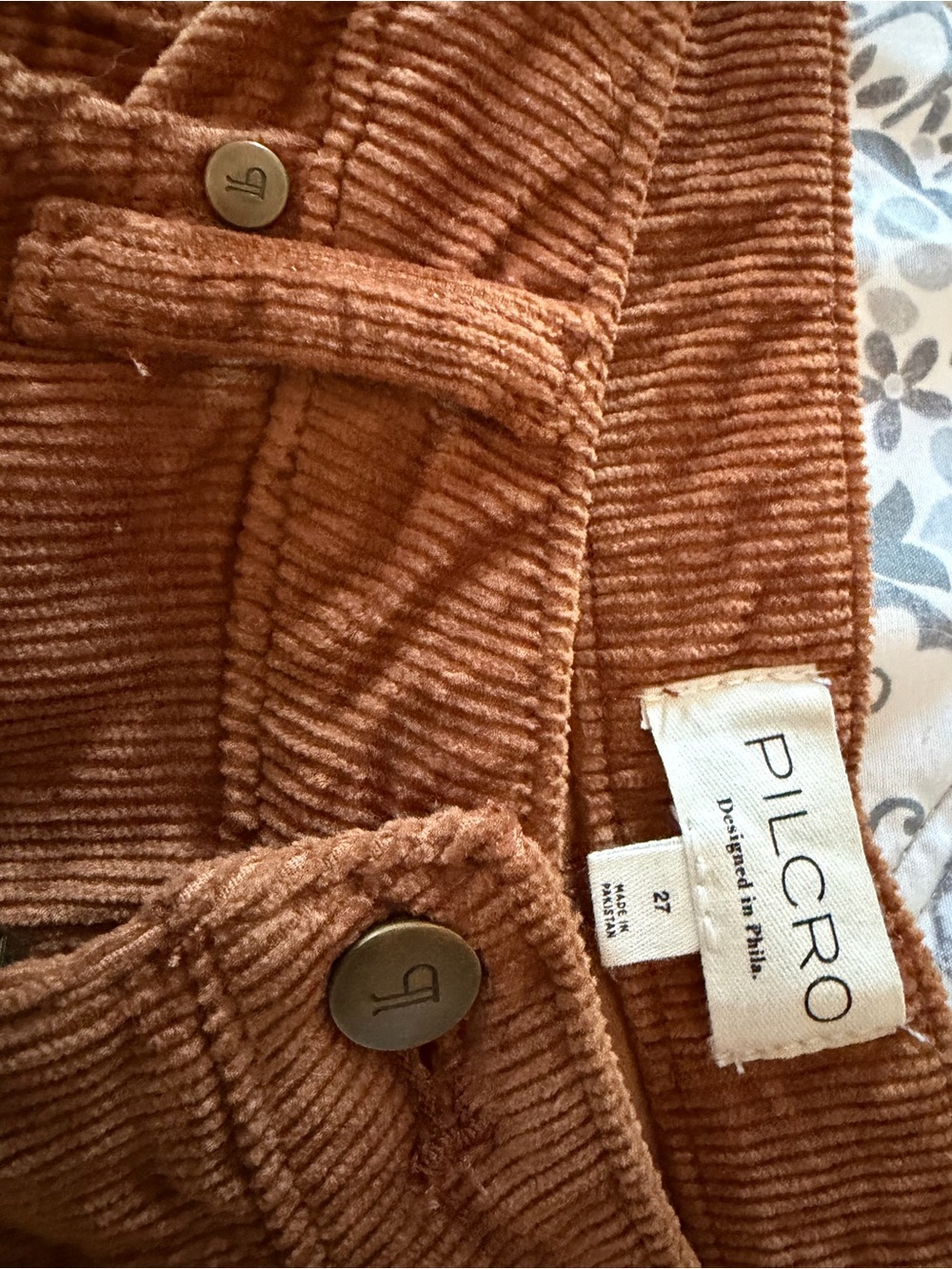 Pilcro Ribbed Corduroy Pants in Warm Brown - Picture 3 of 7